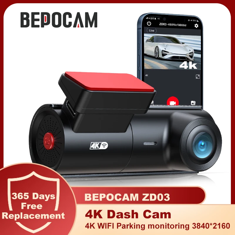Bepocam ZD03 Uhd 4K Mini Dash Cam For Cars Recorders Wifi Car Dvr 150° Dash - £54.87 GBP+