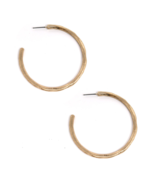 Round 35mm Hammered 18k Gold Plated Hoop Earrings - £10.36 GBP