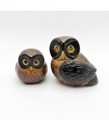 Vintage Otagiri Japan Owl Figurine Pair Brown Black Small Birds Mid Century - $19.99