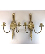 Pair of Vintage Estate Brass Wall Candleholder Sconces E10 - $148.50