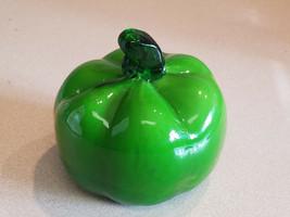 Vintage Murano Style Blown Glass Art Fruit Green Pepper - $9.85