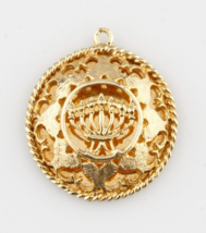 14k Yellow Gold Menorah Shadowbox Pendant Gorgeous - $475.21