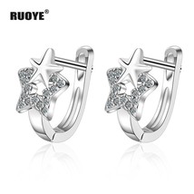 classic silver color Star Crystal Earrings For Women New Girl Fashion high quali - £10.46 GBP