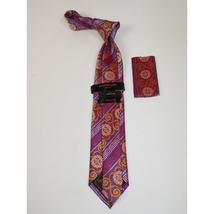 Mens Steven Land 100% Woven Silk Big Knot Tie and Hankie Set BW252,11 Pink Multi image 6