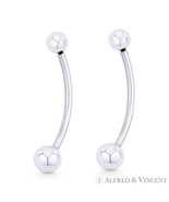 1.7&quot; Curved Barbell .925 Sterling Silver Drop Earrings w/ 6mm &amp; 8mm Ball... - $623.61 MXN+