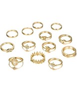 9 15PCS Knuckle Stacking Rings Set for Women Crystal Rhinestone Finger S... - £13.28 GBP