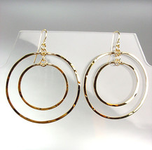 CHIC Lightweight Artisanal Urban Anthropologie Gold Rings Dangle Earrings 53G - £15.41 GBP