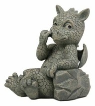 Whimsical Bad Habit Garden Dragon Picking Nose Statue Fantasy Dragons Decor - £35.46 GBP