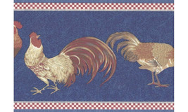 An item in the Baby category: Red Blue Roosters KCB82072 Wallpaper Border