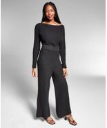 MSRP $80 Inc Bonet Wide-Leg Knit Pants Deep Black Size Large - $8.32