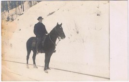 Postcard Man On Horseback In Winter - $1.97