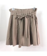 J.Crew Women&#39;s 4 Taupe Brown Cotton Pleated Paper Bag Mini Skirt w/ Tie ... - £18.68 GBP