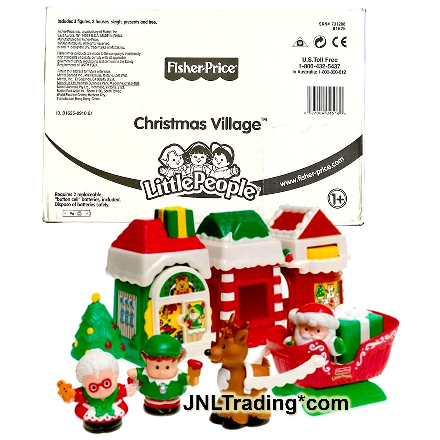 Primary image for Yr 2002 Little People CHRISTMAS VILLAGE w/ Santa, Mrs Claus, Elf Boy & Reindeer