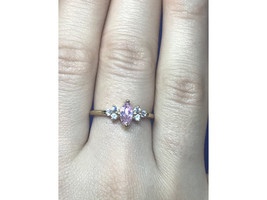 925 STERLING SILVER GOLD PLATED PINK &amp; WHITE CZ RING SIZE 8 - $25.02