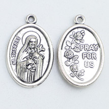 100pcs of 1 Inch Oval Saint Therese Pray For Us Medal Pendant - $27.09