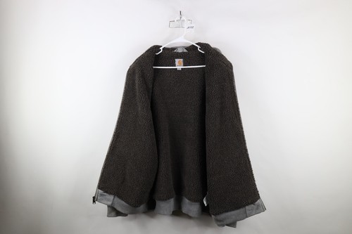 Vtg Y2K Carhartt Mens XL Heavy Deep Pile Fleece Lined Hoodie Sweatshirt Jacket Item image 12