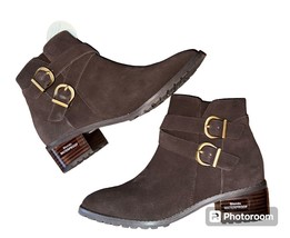 BLONDO Stacy Waterproof Ankle Boot 8.5 M Brown Suede Double Buckle B7314... - $55.43