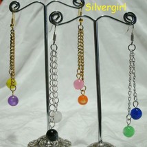 Colorful Fibre Optic Dangle Chain Earrings - $276.05 MXN