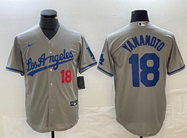 Dodgers #18 Yoshinobu Yamamoto Away Jersey Old Style Uniform Gray - $45.00
