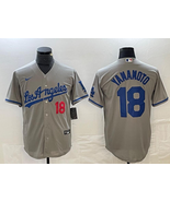 Dodgers #18 Yoshinobu Yamamoto Away Jersey Old Style Uniform Gray - $45.00