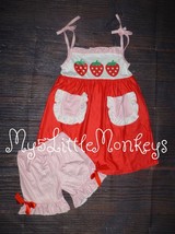 NEW Boutique Strawberry Tunic Dress &amp; Shorts Girls Outfit Set - £4.15 GBP+