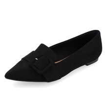 Journee Collection Womens 10 M Black Audrey Faux Suede Slip On Flats NIB... - $40.23 CAD