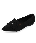 Journee Collection Womens 10 M Black Audrey Faux Suede Slip On Flats NIB... - $29.39