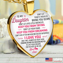 Heart Necklace Birthday Gift for Daughter from Dad Keep You From Trying -N453 - £27.71 GBP+