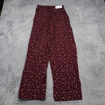 Randi Pants Girls 16 Burgundy Floral Elastic Waist Relaxed Fit Pull on B... - $19.78