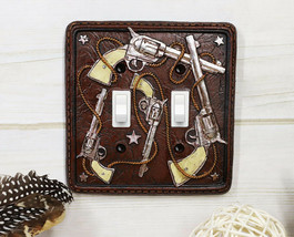 Set of 2 Western Cowboy Six Shooter Pistols Double Toggle Switch Wall Plates - £21.22 GBP