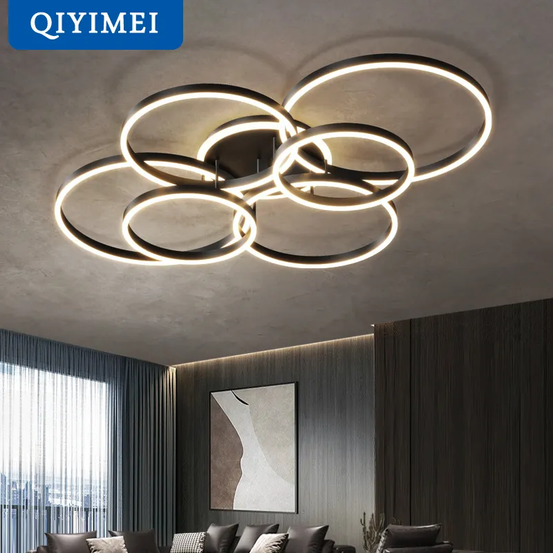 Delier lighting for living study bedroom lamps indoor lighting round rings foyer lustre thumb200