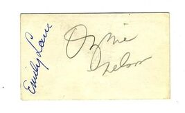 Ozzie Nelson &amp; Emily Lane Autographed Business Card 1939 - $74.17