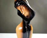 Vintage Pottery Craft USA Tan Brown Black Woman Sculpture Décor 16.5in - $99.99