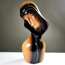 Vintage Pottery Craft USA Tan Brown Black Woman Sculpture Décor 16.5in - £78.62 GBP