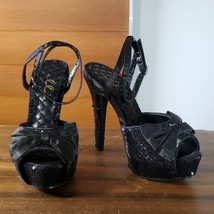 Ellie Black Glitz Bedroom Sequin Pumps Sequin Dressy Formal Bow Sexy Size 5 / 6 - £27.41 GBP