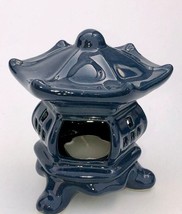 Blue Ceramic Pagoda Candle Holder - 5&quot; - £10.32 GBP