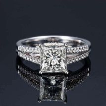 2.40Ct Princess Cut Simulated Diamond Engagement Ring 14k White Gold in Size 5.5 - £214.81 GBP