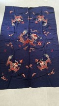 Antique Chinese Highly Detailed Embroidered Silk Dragon Panel Blue Red C... - £306.12 GBP