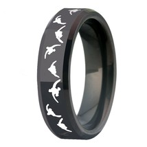 Men&#39;s Black Tungsten Carbide Ring Wedding Band Bird Duck Hunting Outdoor Ring 8m - £28.36 GBP