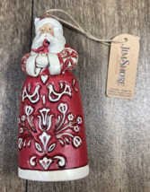Jim Shore Nordic Noel Santa w Cardinal Christmas Holiday Ornament 601083... - $27.99