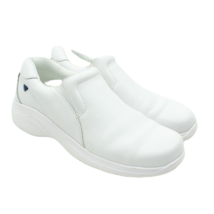 Nurse Mates Womens White Leather Comfort Slip-on Shoes Sz 6.5 Nursing - £18.19 GBP