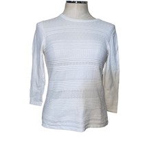 Buffalo David Bitton 3/4 Sleeve Pointelle Knit Sweater in Off White Size Medium - £20.08 GBP