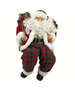 Christmas Santa Claus Shelf Sitter Bag Large 25&quot; Plastic Cloth Body - £29.84 GBP