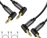 J&amp;D (2 Pack Gold Plated 3.5mm Stereo Audio Aux Cable 90 Degree Right Ang... - £18.21 GBP