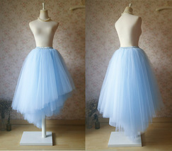 Light-blue Tiered Tulle Skirt Party Outfit Women Custom Plus Size Tulle Skirt image 2
