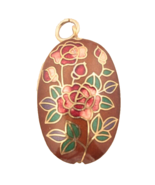 Cloisenne Egg Pendant Vintage Floral 1.25 Inches Oval Excellent - $230.34 MXN