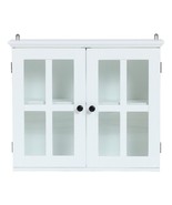 Luxenhome White Mdf Wood Glass Pane Bathroom Wall Cabinet - £100.90 GBP