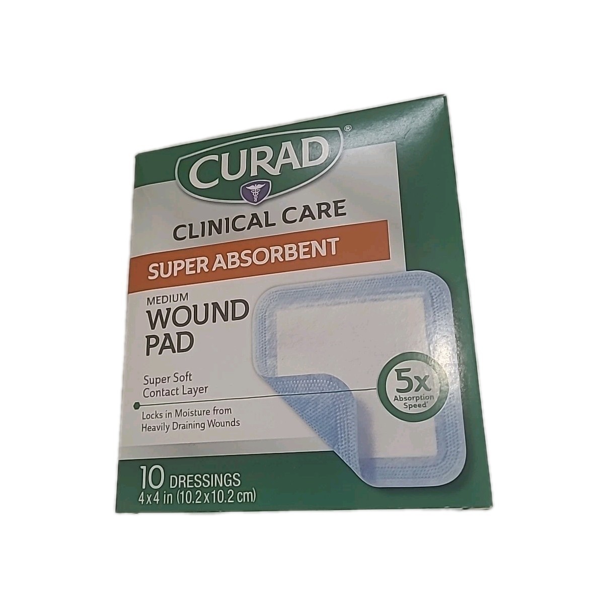 NEW in Box CURAD SUPER ABSORBENT Wound Pad Medium 4&quot; x 4&quot; 10 Dressings - $9.99