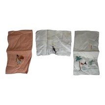 Lot Vintage Embroidered Cocktail Tray Napkins Set of 3 Rooster Barware Bar Tiki - £14.61 GBP