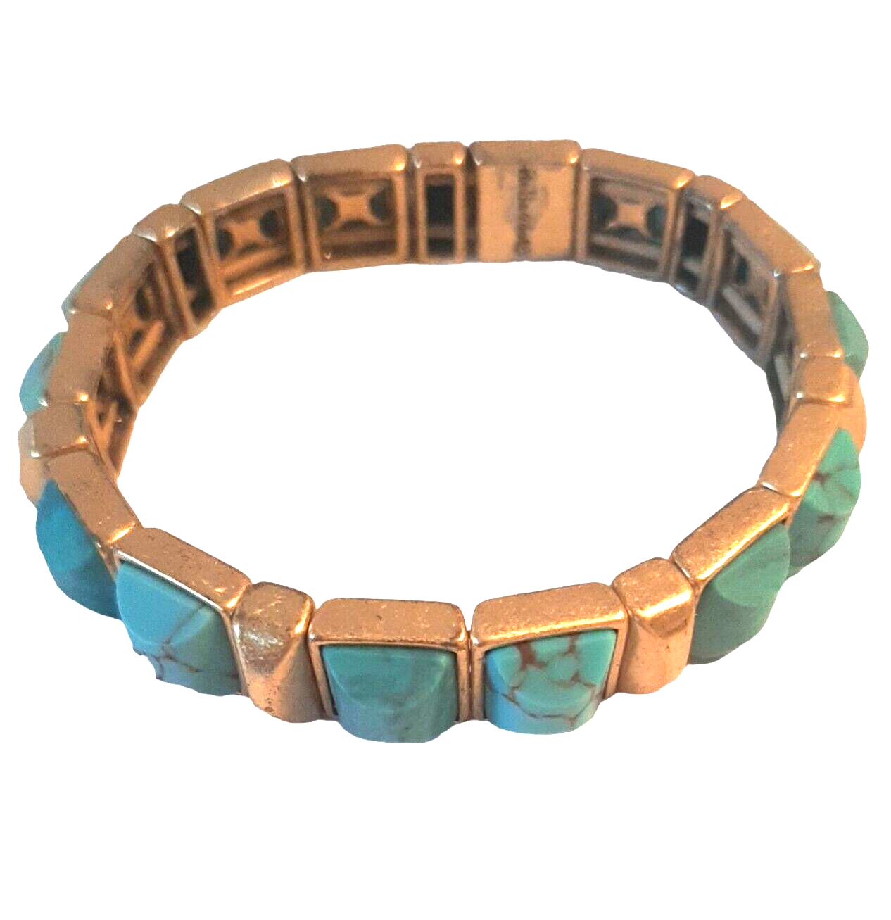 Stella and Dot Gold and Aqua Stone Sawyer Stretch Bracelet Retired - $22.43